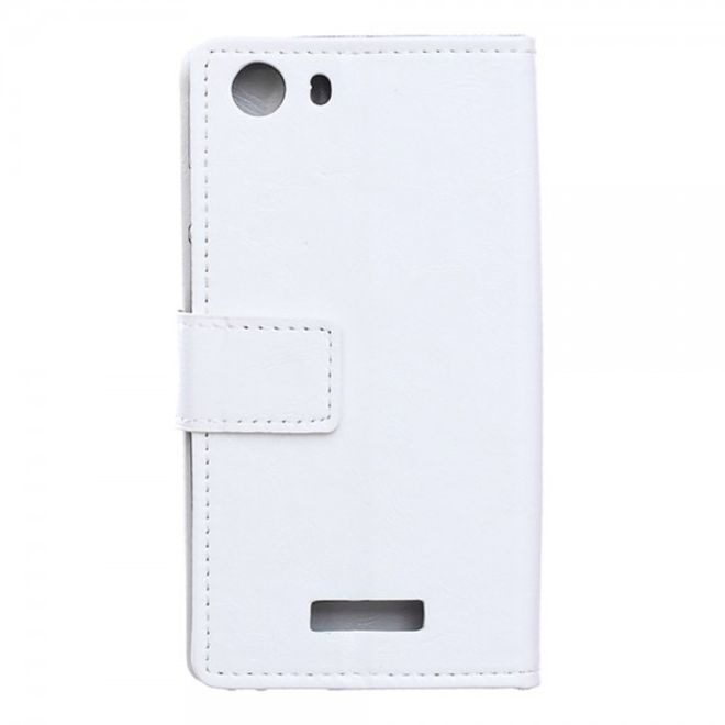 Wiko Bloom2 Schicke Crazy Horse Leder Case Hülle mit Standfunktion - weiss