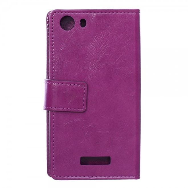Wiko Bloom2 Schicke Crazy Horse Leder Case Hülle mit Standfunktion - purpur