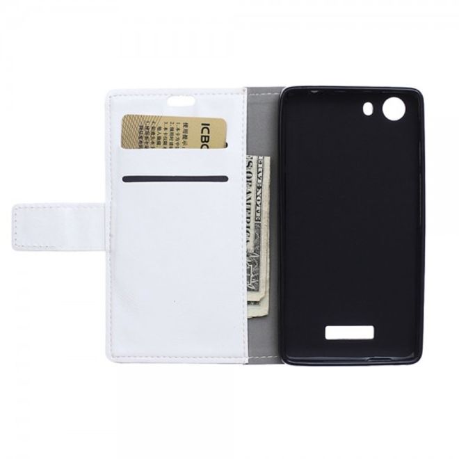Wiko Bloom2 Schicke Crazy Horse Leder Case Hülle mit Standfunktion - weiss