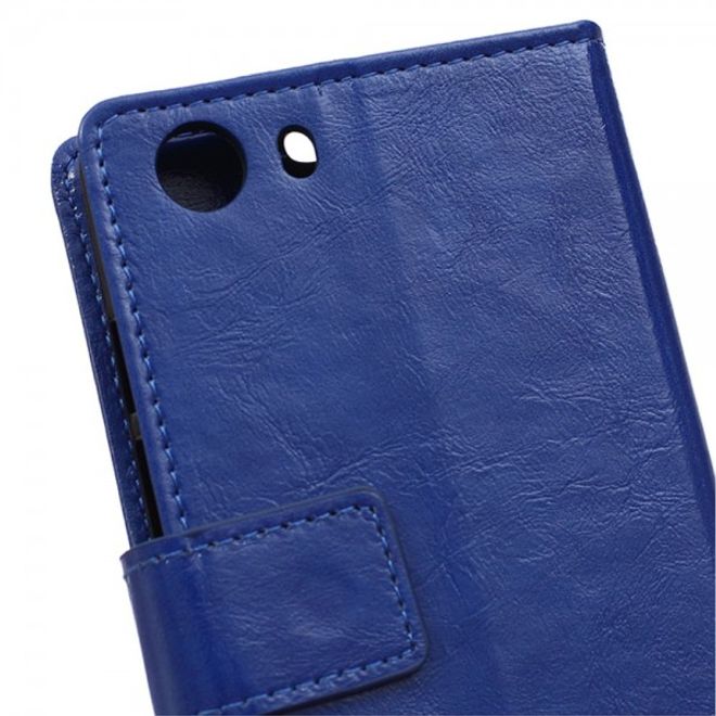 Wiko Bloom2 Schicke Crazy Horse Leder Case Hülle mit Standfunktion - blau