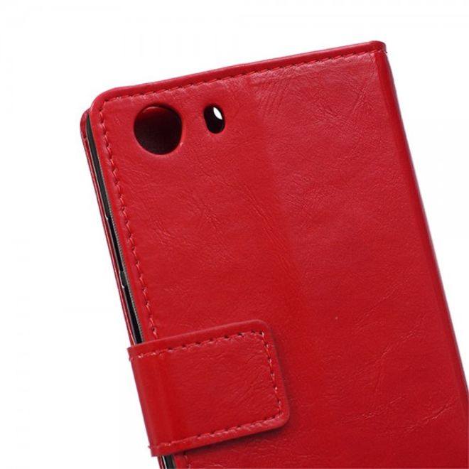 Wiko Bloom2 Schicke Crazy Horse Leder Case Hülle mit Standfunktion - rot