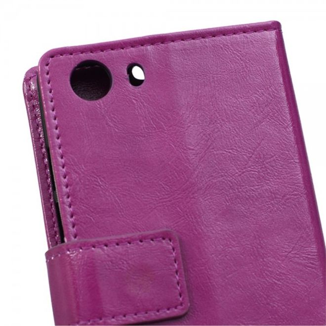 Wiko Bloom2 Schicke Crazy Horse Leder Case Hülle mit Standfunktion - purpur