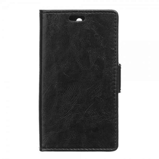 Wiko Bloom2 Schicke Crazy Horse Leder Case Hülle mit Standfunktion - schwarz