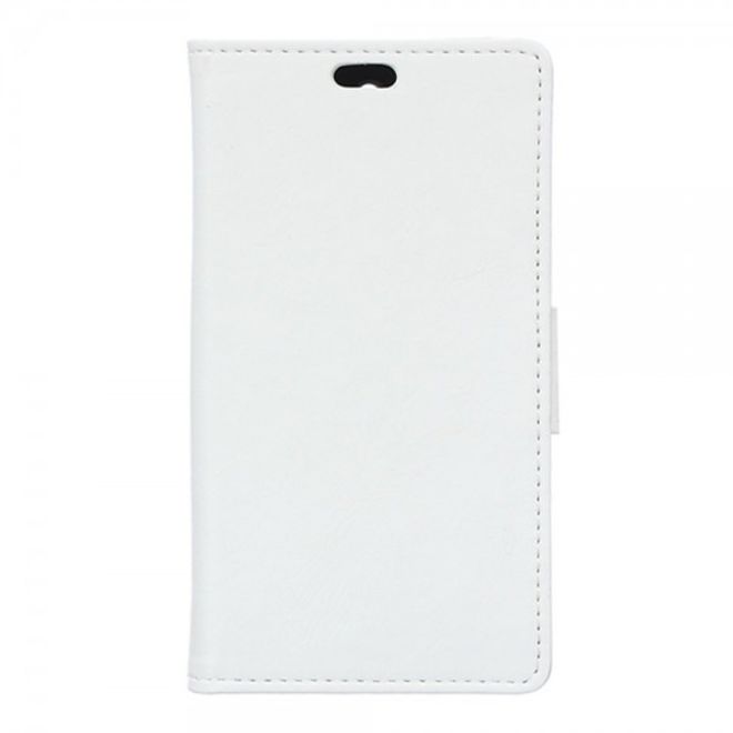 Wiko Bloom2 Schicke Crazy Horse Leder Case Hülle mit Standfunktion - weiss
