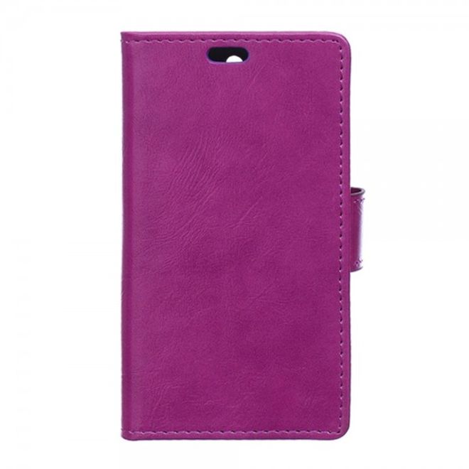 Wiko Bloom2 Schicke Crazy Horse Leder Case Hülle mit Standfunktion - purpur