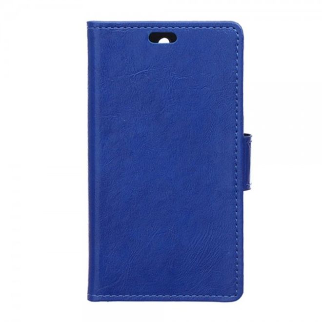 Wiko Bloom2 Schicke Crazy Horse Leder Case Hülle mit Standfunktion - blau