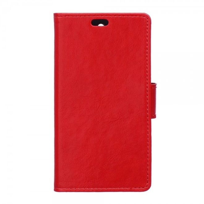 Wiko Bloom2 Schicke Crazy Horse Leder Case Hülle mit Standfunktion - rot