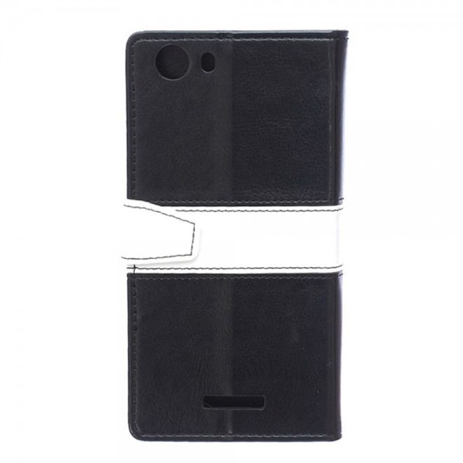 Wiko Bloom2 Zweifarbige Crazy Horse Leder Cover Hülle - schwarz