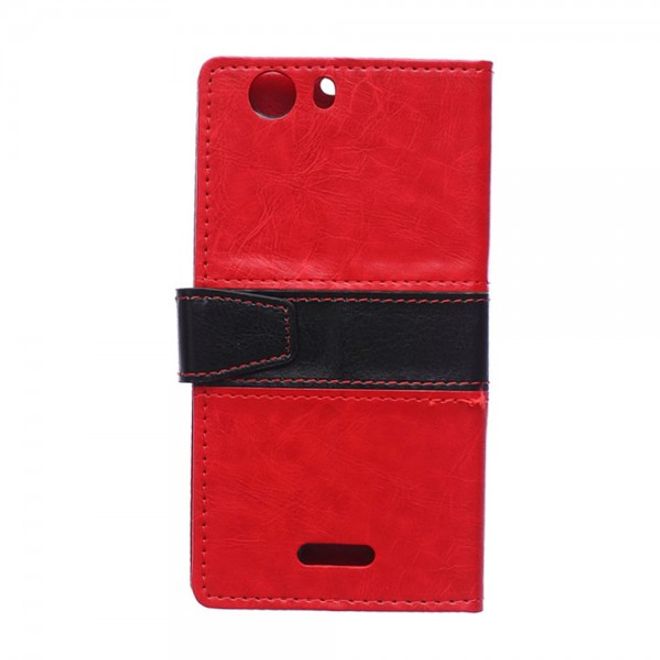 Wiko Bloom2 Zweifarbige Crazy Horse Leder Cover Hülle - rot