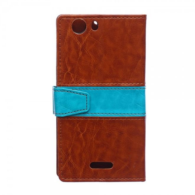 Wiko Bloom2 Zweifarbige Crazy Horse Leder Cover Hülle - braun