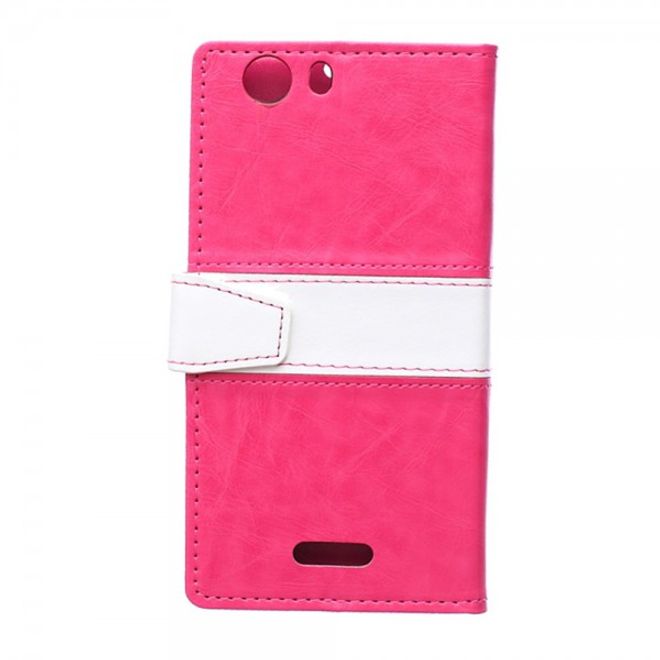 Wiko Bloom2 Zweifarbige Crazy Horse Leder Cover Hülle - rosa