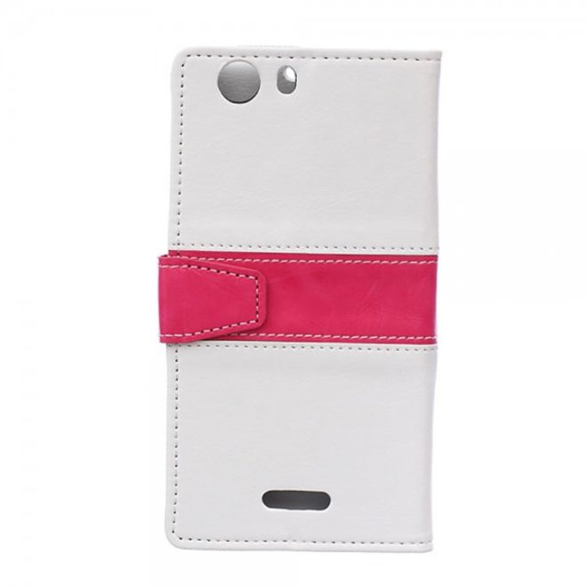 Wiko Bloom2 Zweifarbige Crazy Horse Leder Cover Hülle - weiss