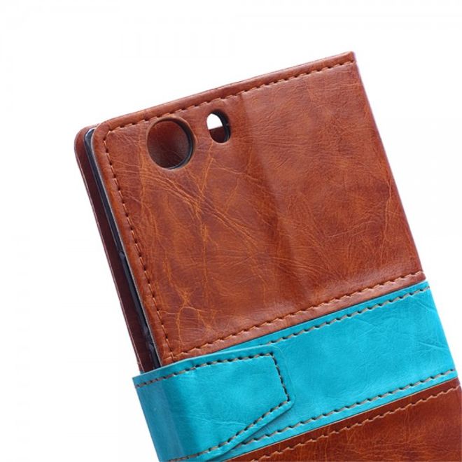 Wiko Bloom2 Zweifarbige Crazy Horse Leder Cover Hülle - braun