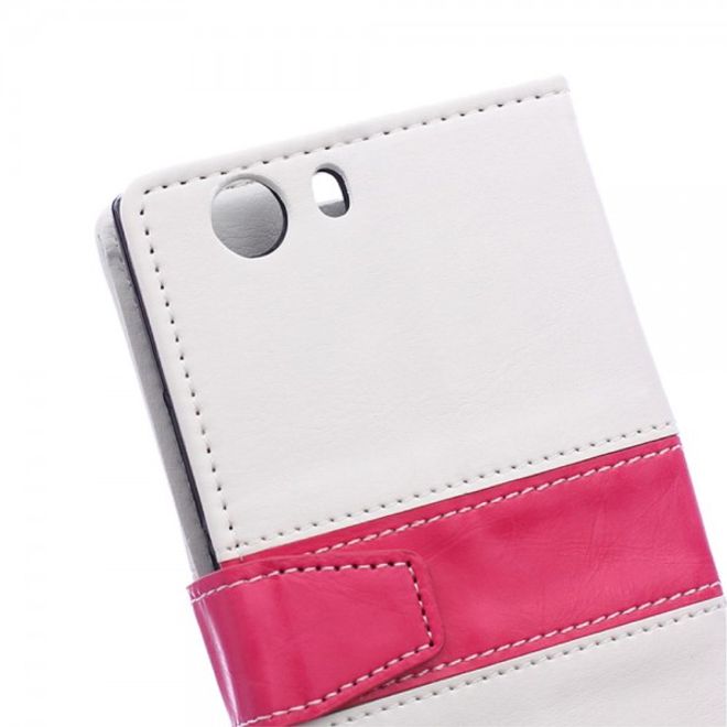Wiko Bloom2 Zweifarbige Crazy Horse Leder Cover Hülle - weiss