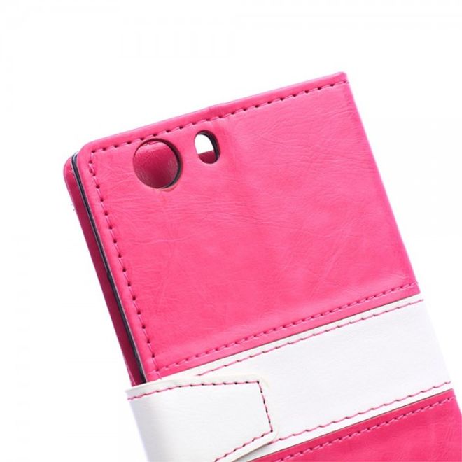 Wiko Bloom2 Zweifarbige Crazy Horse Leder Cover Hülle - rosa