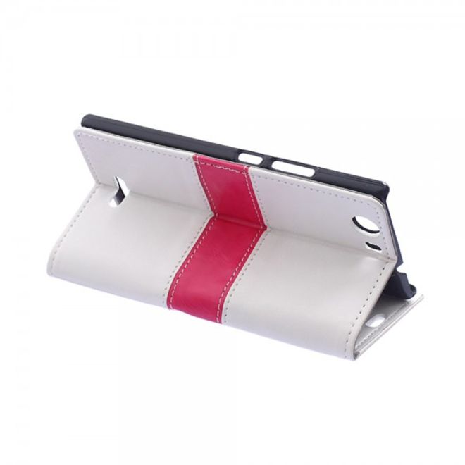 Wiko Bloom2 Zweifarbige Crazy Horse Leder Cover Hülle - weiss