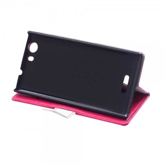 Wiko Bloom2 Zweifarbige Crazy Horse Leder Cover Hülle - rosa
