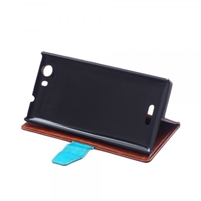 Wiko Bloom2 Zweifarbige Crazy Horse Leder Cover Hülle - braun