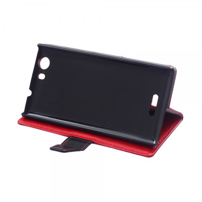 Wiko Bloom2 Zweifarbige Crazy Horse Leder Cover Hülle - rot