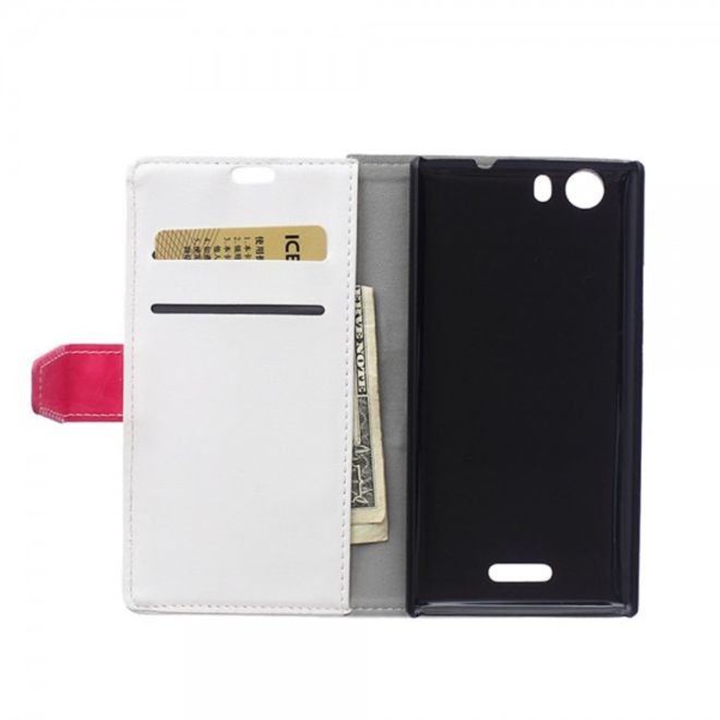 Wiko Bloom2 Zweifarbige Crazy Horse Leder Cover Hülle - weiss