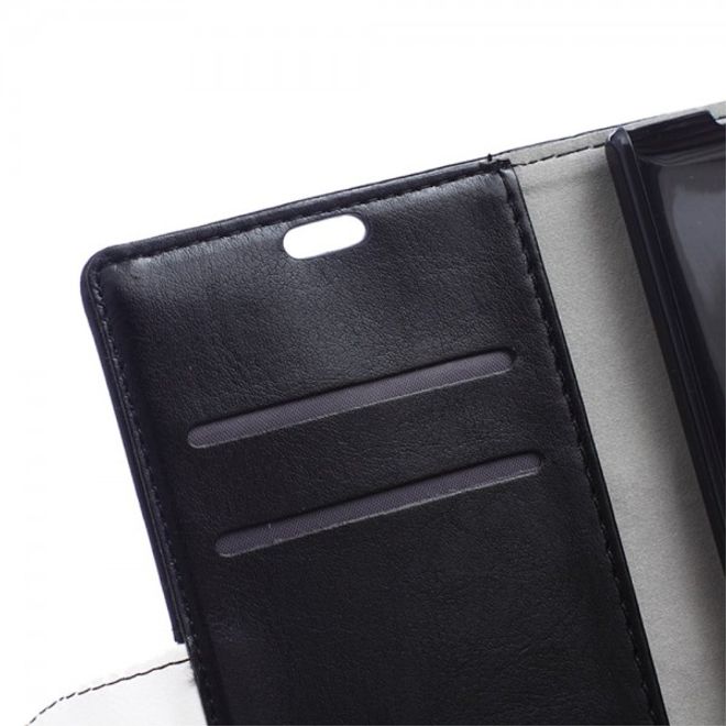Wiko Bloom2 Zweifarbige Crazy Horse Leder Cover Hülle - schwarz