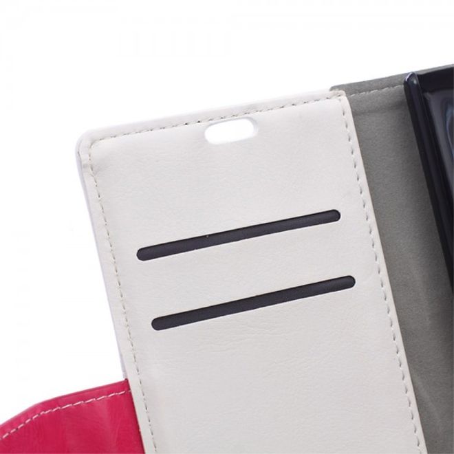 Wiko Bloom2 Zweifarbige Crazy Horse Leder Cover Hülle - weiss