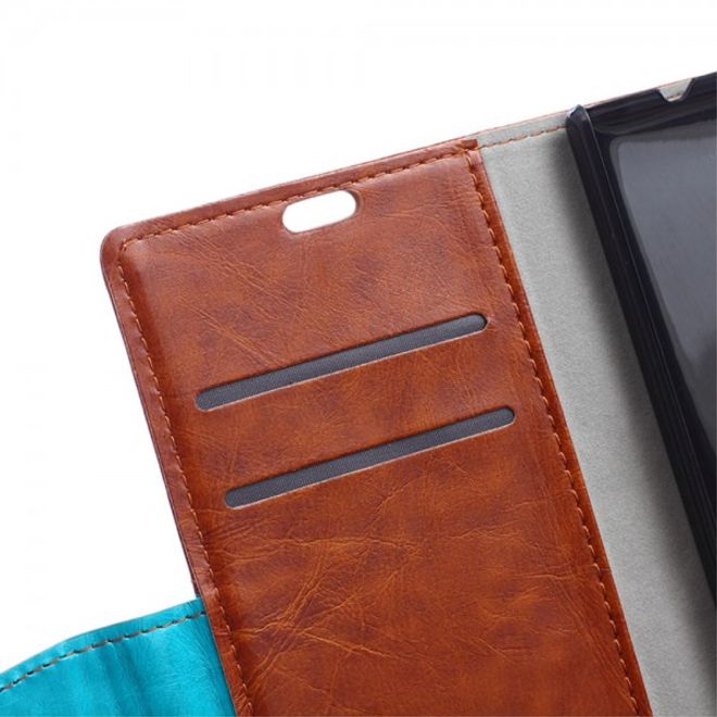 Wiko Bloom2 Zweifarbige Crazy Horse Leder Cover Hülle - braun