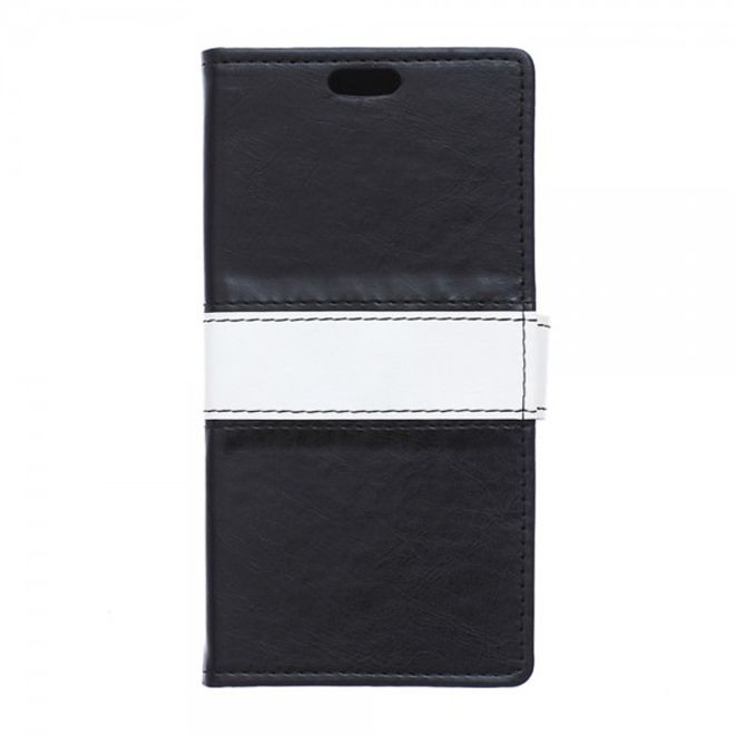 Wiko Bloom2 Zweifarbige Crazy Horse Leder Cover Hülle - schwarz