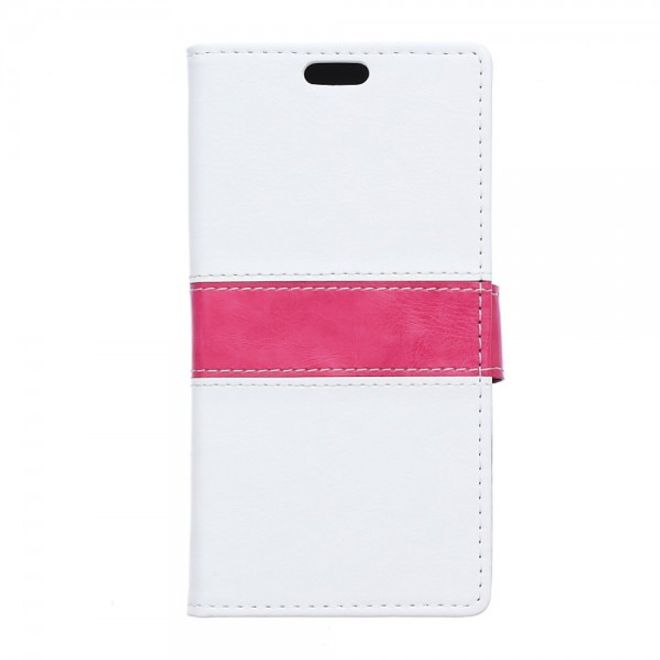 Wiko Bloom2 Zweifarbige Crazy Horse Leder Cover Hülle - weiss