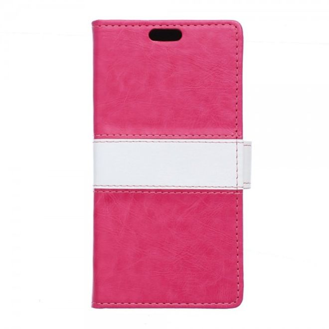 Wiko Bloom2 Zweifarbige Crazy Horse Leder Cover Hülle - rosa