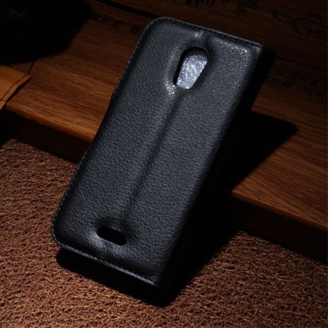Wiko Darkmoon Schicke Leder Case Hülle mit Litchitextur - schwarz