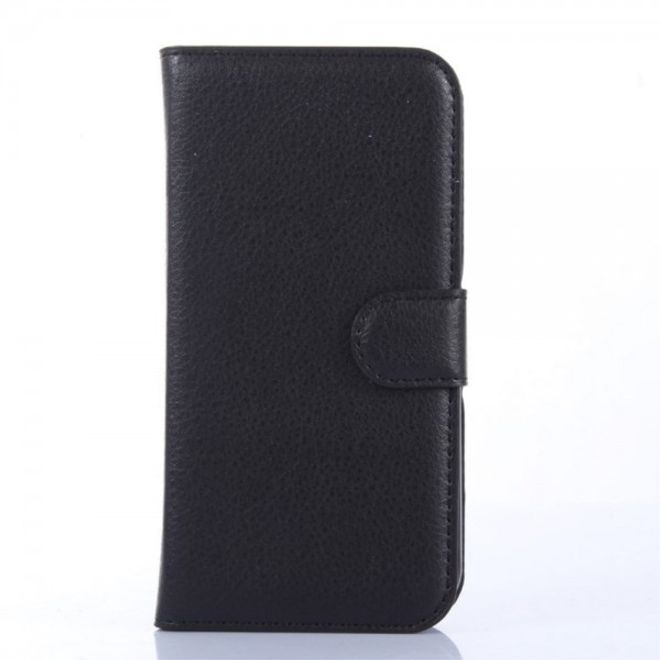 Wiko Darkmoon Schicke Leder Case Hülle mit Litchitextur - schwarz