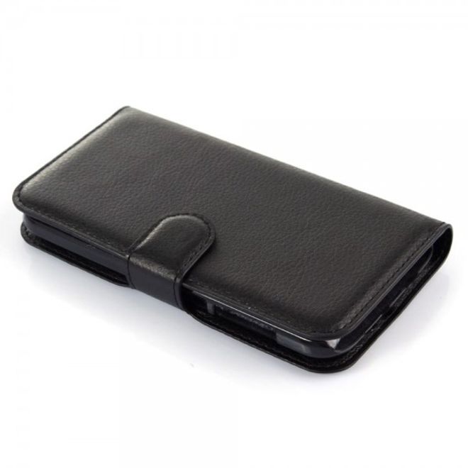 Wiko Darkmoon Schicke Leder Case Hülle mit Litchitextur - schwarz