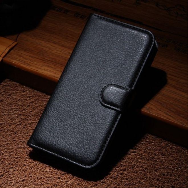 Wiko Darkmoon Schicke Leder Case Hülle mit Litchitextur - schwarz