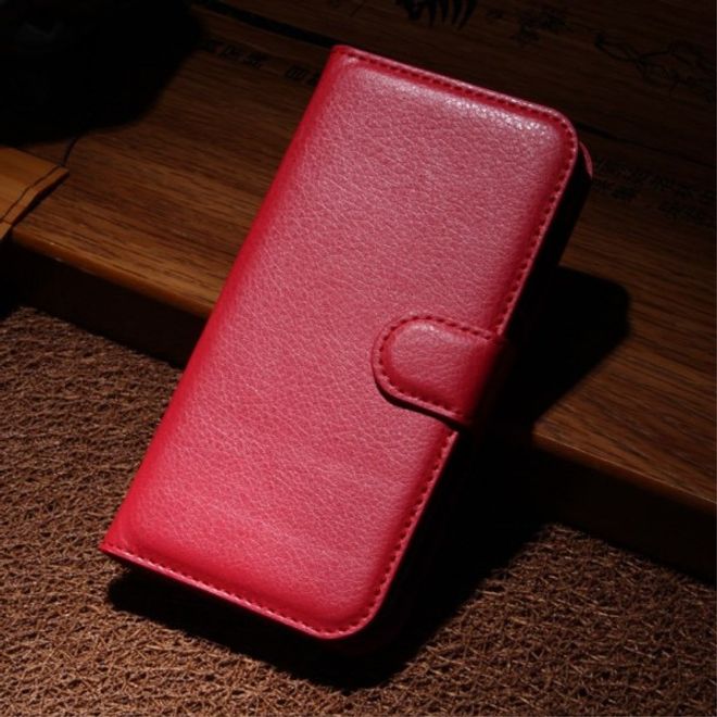 Wiko Darkmoon Schicke Leder Case Hülle mit Litchitextur - rot