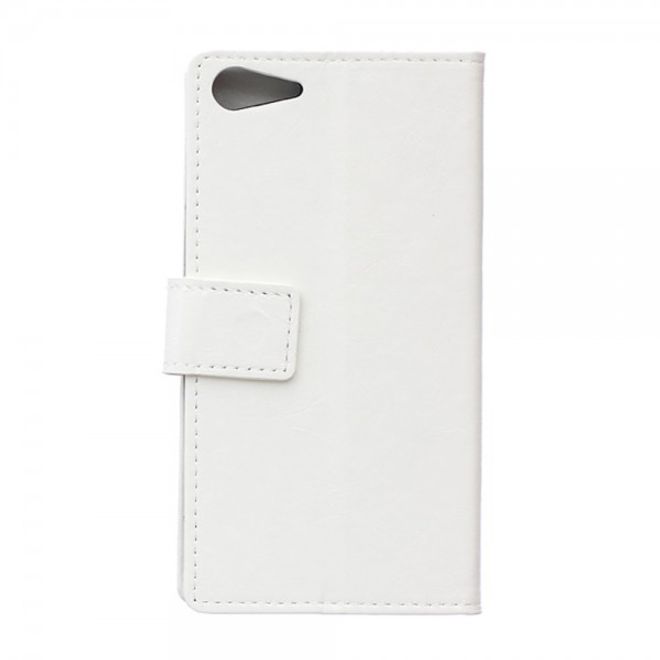 Wiko Highway Star 4G Schicke Crazy Horse Leder Case Hülle mit Standfunktion - weiss