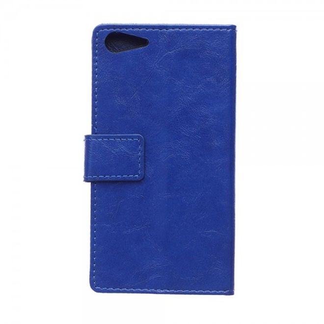 Wiko Highway Star 4G Schicke Crazy Horse Leder Case Hülle mit Standfunktion - blau