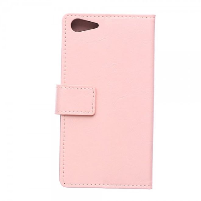 Wiko Highway Star 4G Schicke Crazy Horse Leder Case Hülle mit Standfunktion - pink