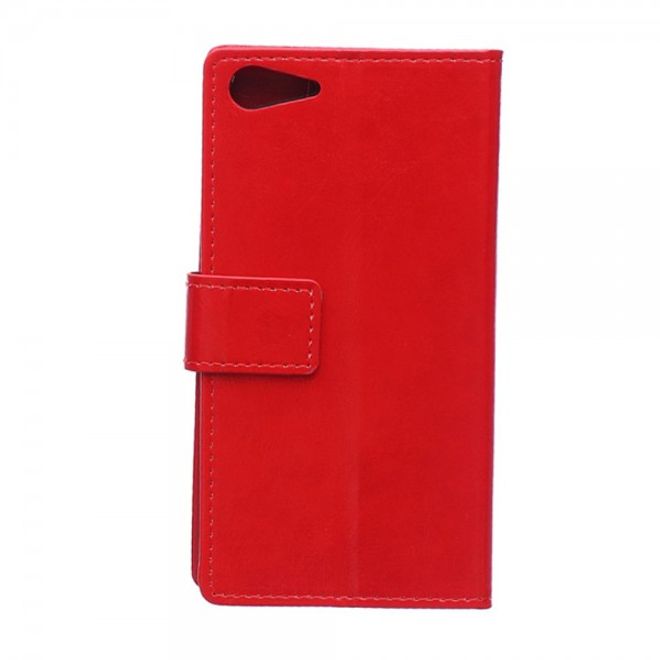 Wiko Highway Star 4G Schicke Crazy Horse Leder Case Hülle mit Standfunktion - rot