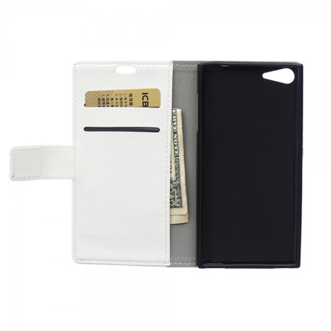 Wiko Highway Star 4G Schicke Crazy Horse Leder Case Hülle mit Standfunktion - weiss