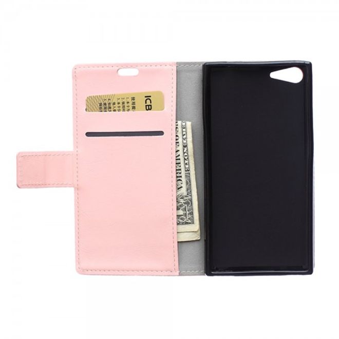 Wiko Highway Star 4G Schicke Crazy Horse Leder Case Hülle mit Standfunktion - pink