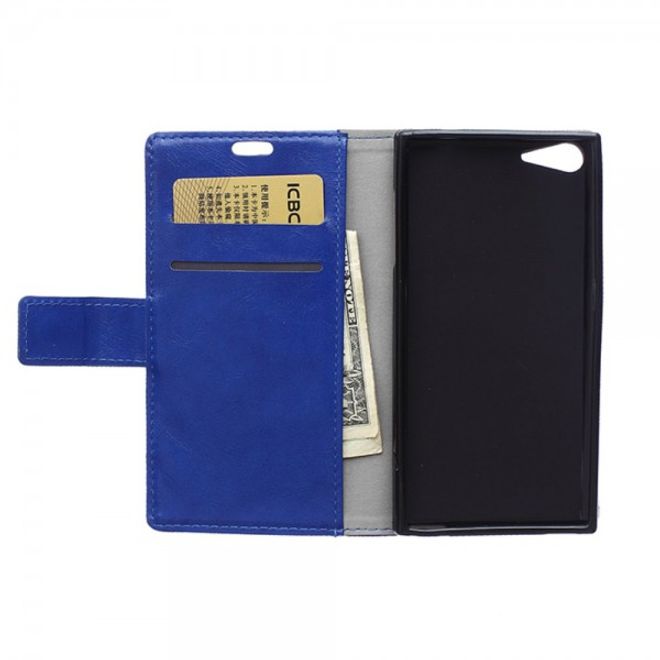 Wiko Highway Star 4G Schicke Crazy Horse Leder Case Hülle mit Standfunktion - blau
