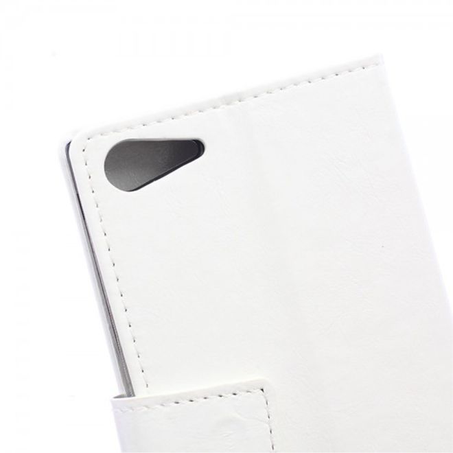 Wiko Highway Star 4G Schicke Crazy Horse Leder Case Hülle mit Standfunktion - weiss