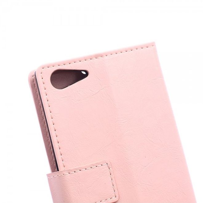 Wiko Highway Star 4G Schicke Crazy Horse Leder Case Hülle mit Standfunktion - pink
