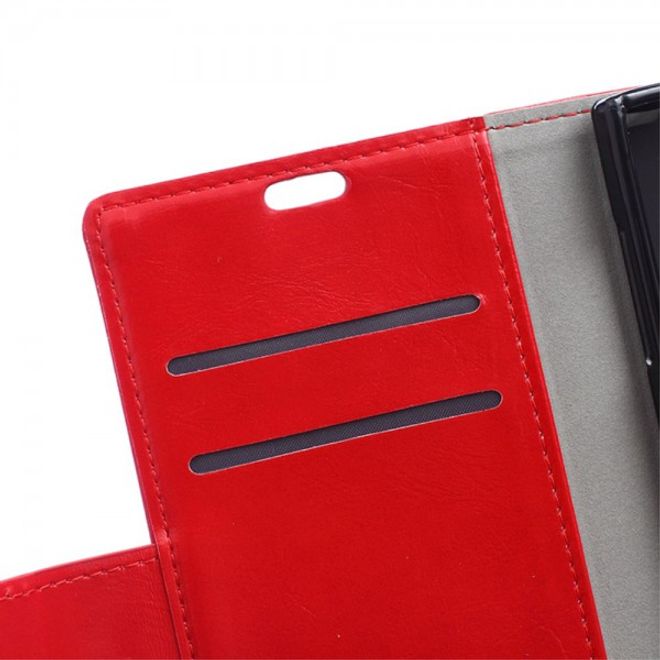 Wiko Highway Star 4G Schicke Crazy Horse Leder Case Hülle mit Standfunktion - rot