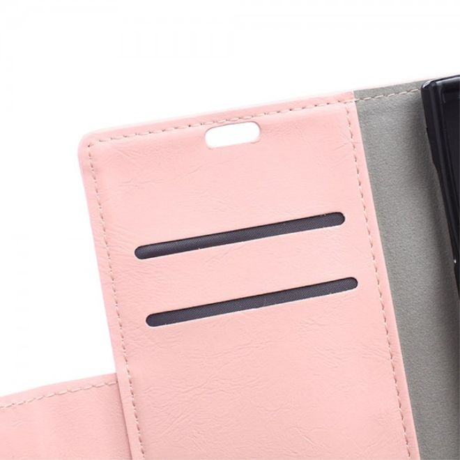 Wiko Highway Star 4G Schicke Crazy Horse Leder Case Hülle mit Standfunktion - pink