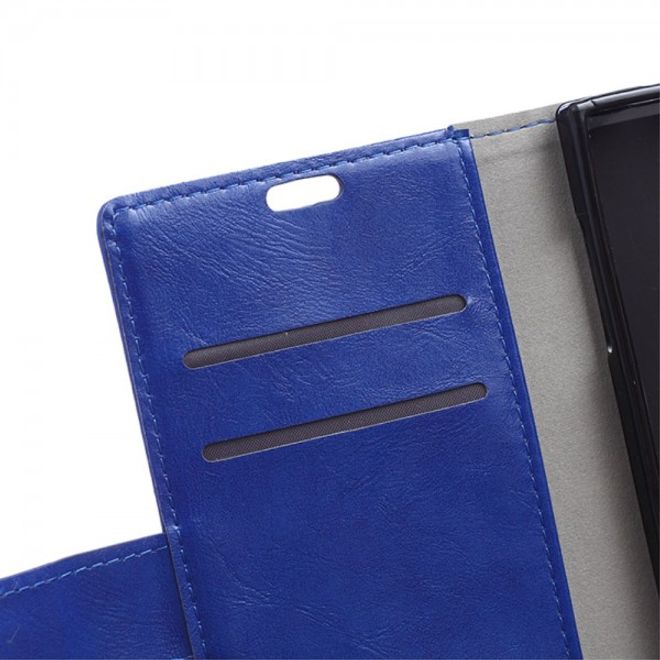 Wiko Highway Star 4G Schicke Crazy Horse Leder Case Hülle mit Standfunktion - blau
