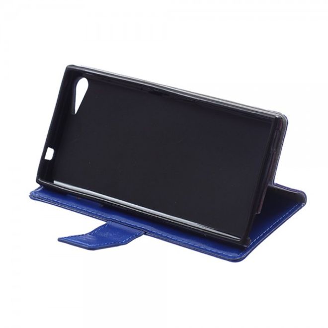 Wiko Highway Star 4G Schicke Crazy Horse Leder Case Hülle mit Standfunktion - blau
