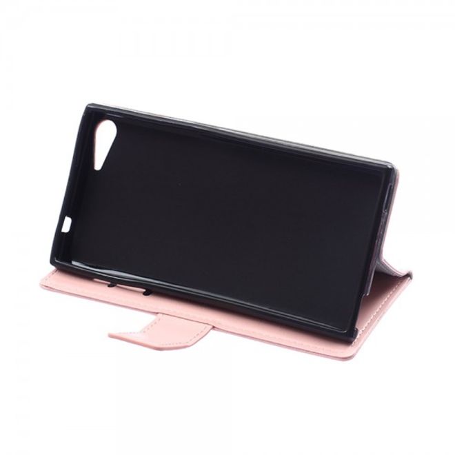 Wiko Highway Star 4G Schicke Crazy Horse Leder Case Hülle mit Standfunktion - pink