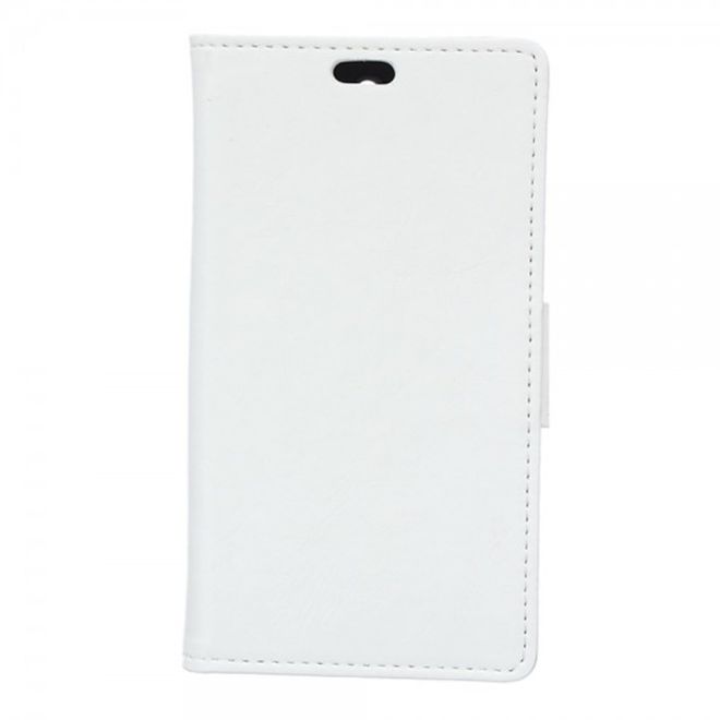 Wiko Highway Star 4G Schicke Crazy Horse Leder Case Hülle mit Standfunktion - weiss